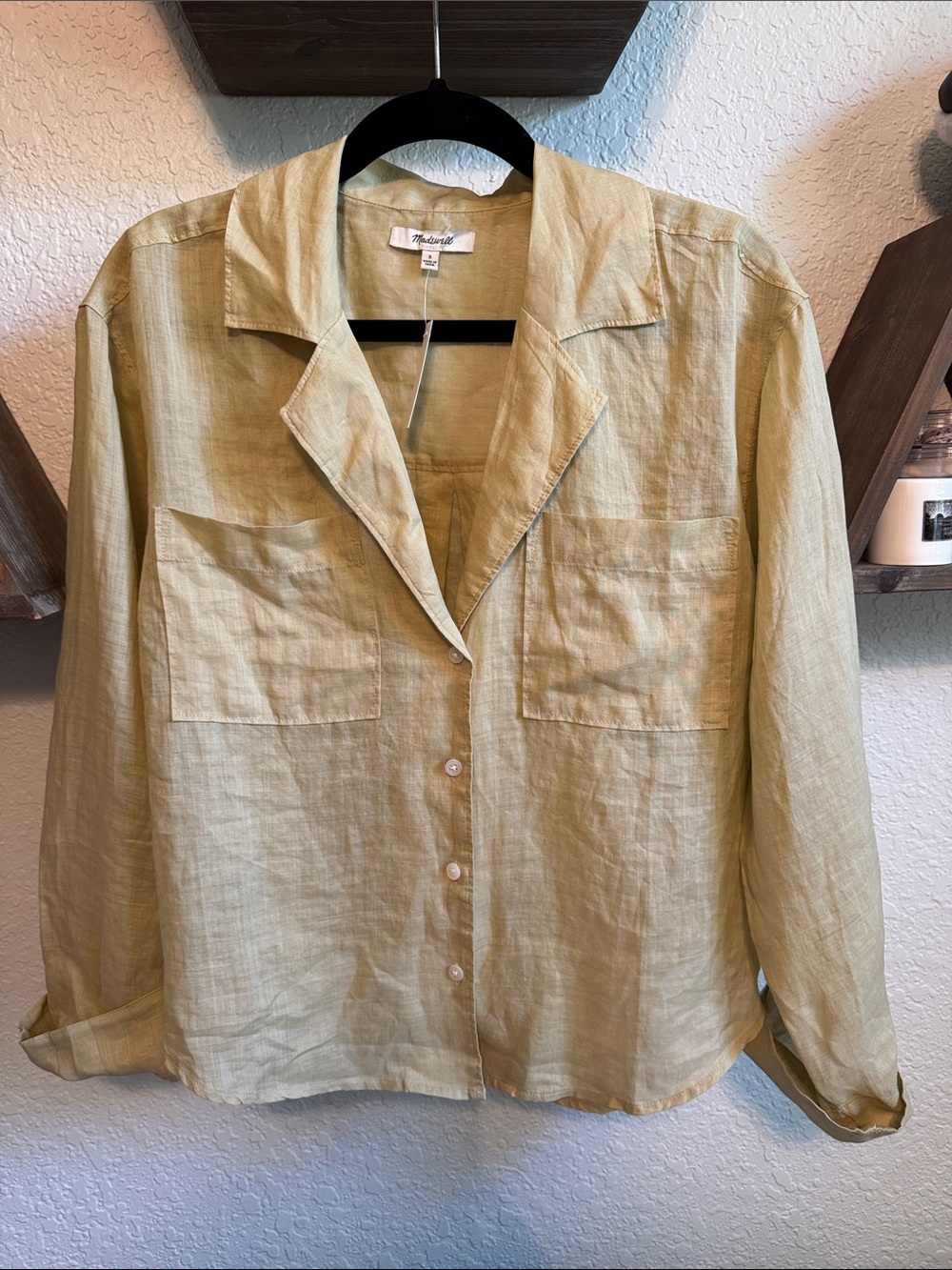Madewell light Olive/Celery color Button-Down Linen Shirt